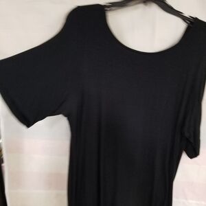 Black Knit Short Sleeve Sheer Trim & Back 2X